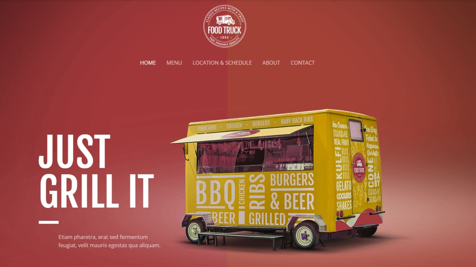 Free websites ireland (14) - Heaventree Website Design Brightly colored food truck showcasing BBQ, ribs, burgers, and beer. Ideal for food lovers seeking delicious street food options.